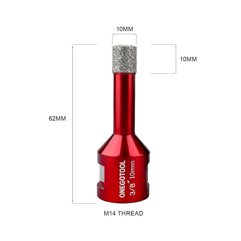 ONEGOTOOL 2pcs 3/8 Inch（10mm） Diamond Hole Saw Tile Masonry Core Drill bits for Porcelain Ceramic Concrete Granite Marble 5/8-11 Thread for Angle Grinders - Image 2